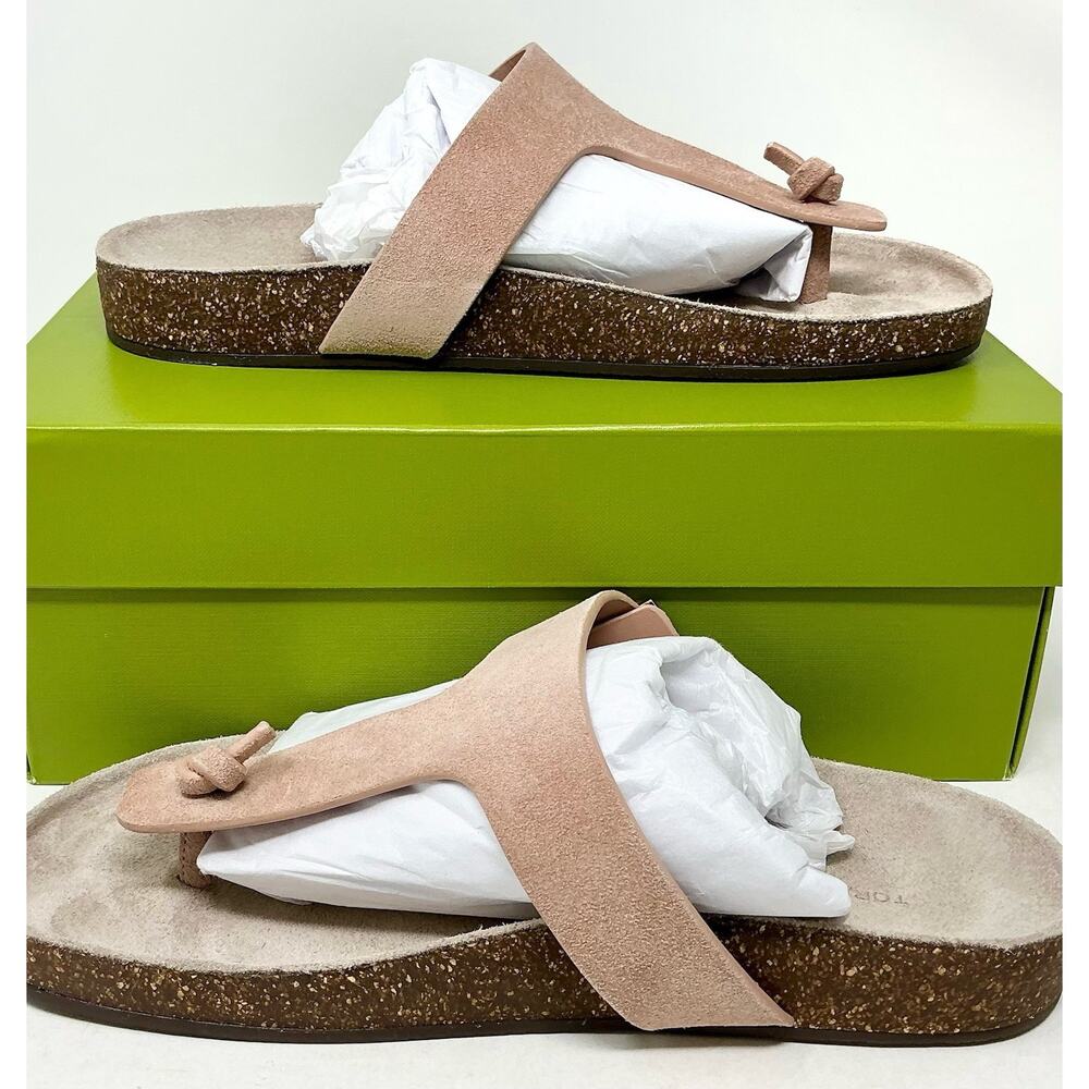 đTory Burch Mellow T-Strap Suede Thong Cork Malva Pink Sandals NIB - Picture 4 of 12